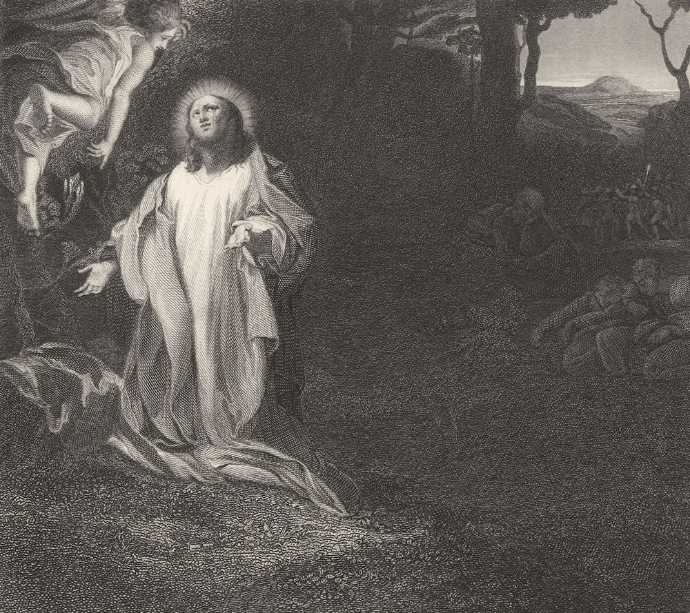 CHRIST PRAYING IN THE GARDEN. Correggio 1835 old antique vintage print picture